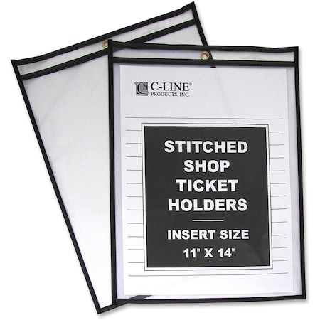 C-Line Shop Ticket Holder, Stitched, 11"x14", 25/BX, Clear Vinyl 25PK CLI46114